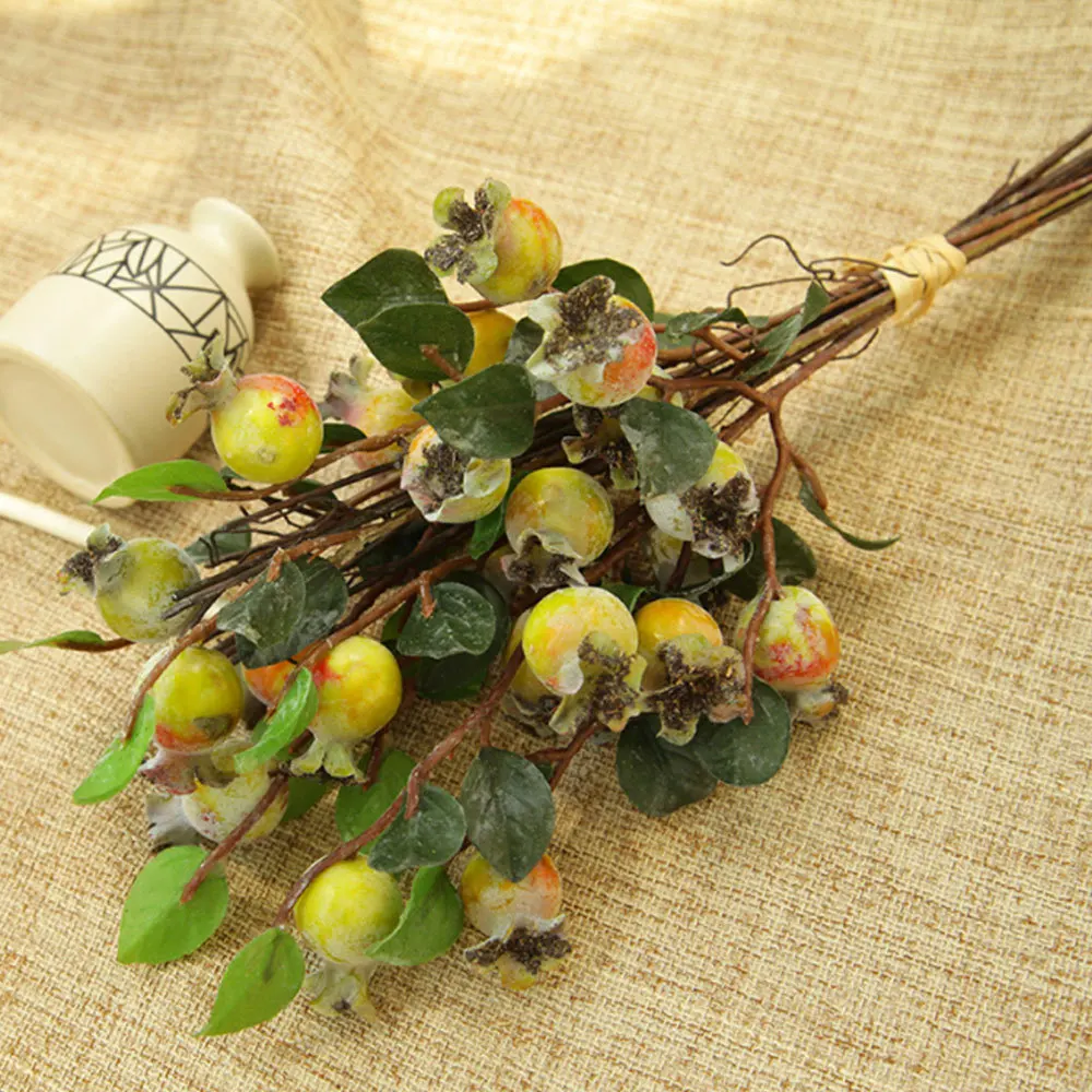 Искусственный боярышник фруктовая ветка имитация цветов красная связка