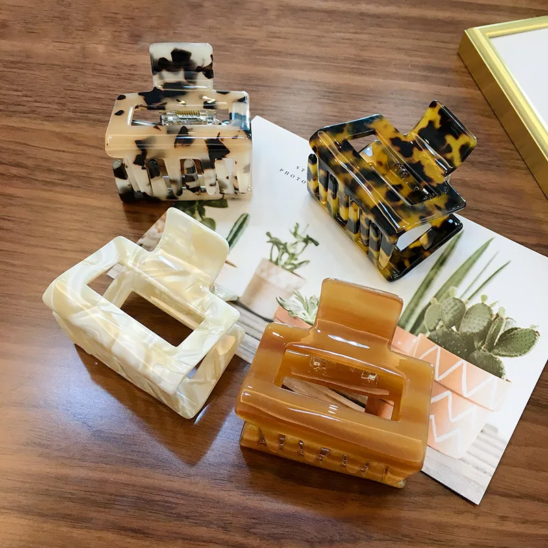 Женские Геометрические заколки крабы для волос квадратные пластиковые с