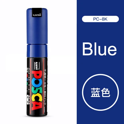 Синий 1 шт Uni Posca Краска Маркер ручка PC-8K ручка-широкий Tip-8mm 15 цветов - Цвет: Синий