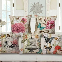 vintage sunflower colorful butterfly cushion cover 4545cm throw pillow case sofa home bedroom decorative print pillowcase