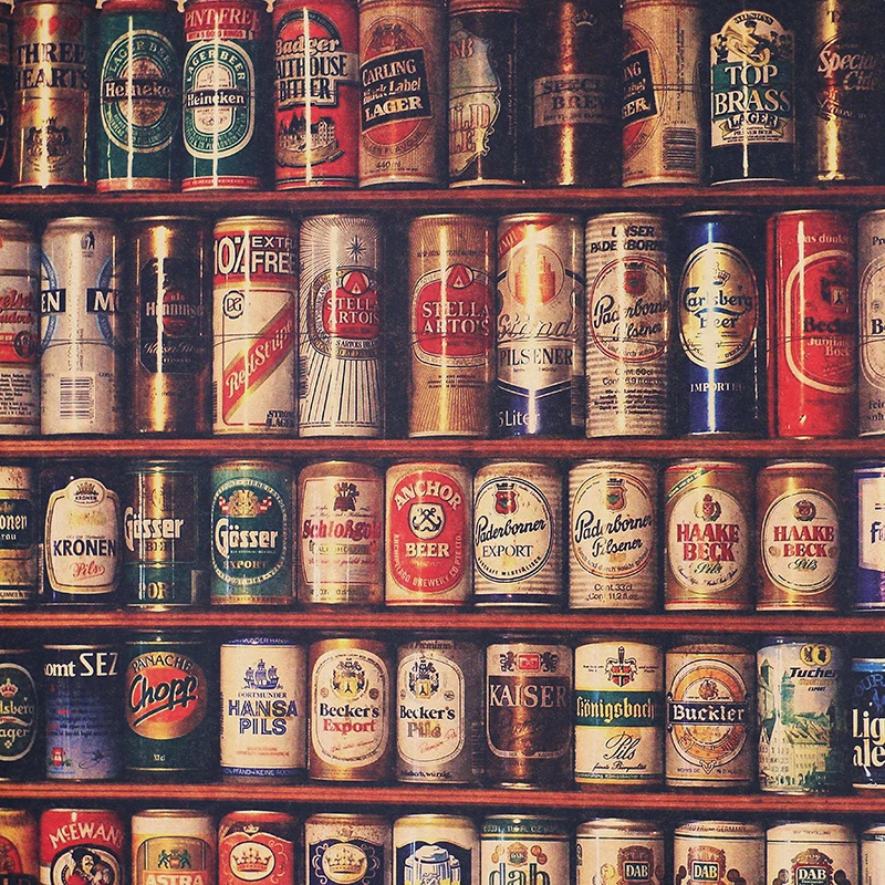 DLKKLB Retro Canned Beer Collection Classic Bar Adornment Kitchen Vintage Poster Wall Sticker 51.5x36cm Decorative Paintings | Дом и сад