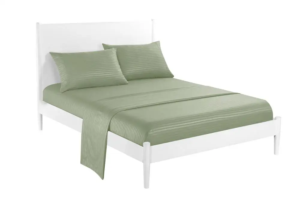 Grass Green Черный Простой сатин полосатый набор постельных принадлежностей постельное белье плоский лист+ простыня+ наволочка Твин/Полный/королева/король мягкий удобный - Цвет: Grass Green