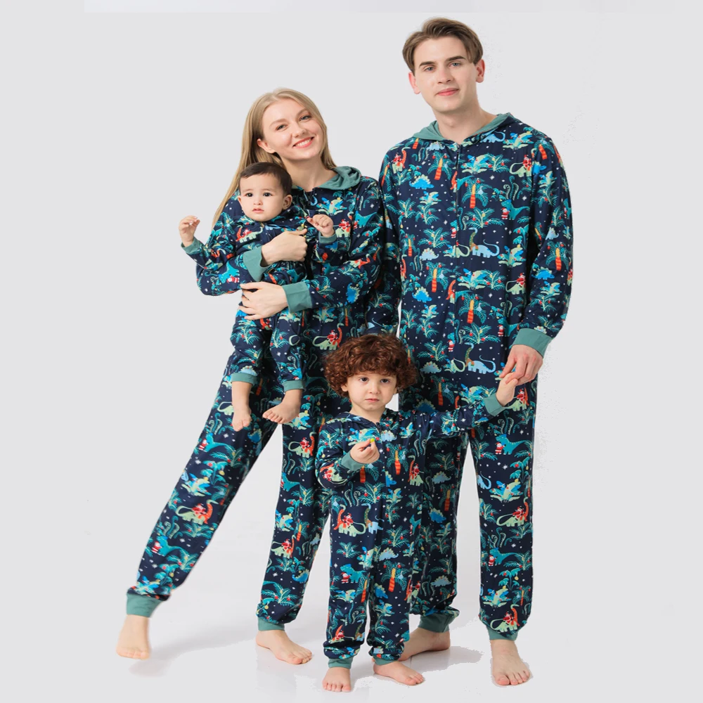 Onesies Christmas Family Matching Pajamas Dinosaur Father Mother Children & Baby's Sleepwear Mommy and Me Xmas Pj's Clothes 2022
