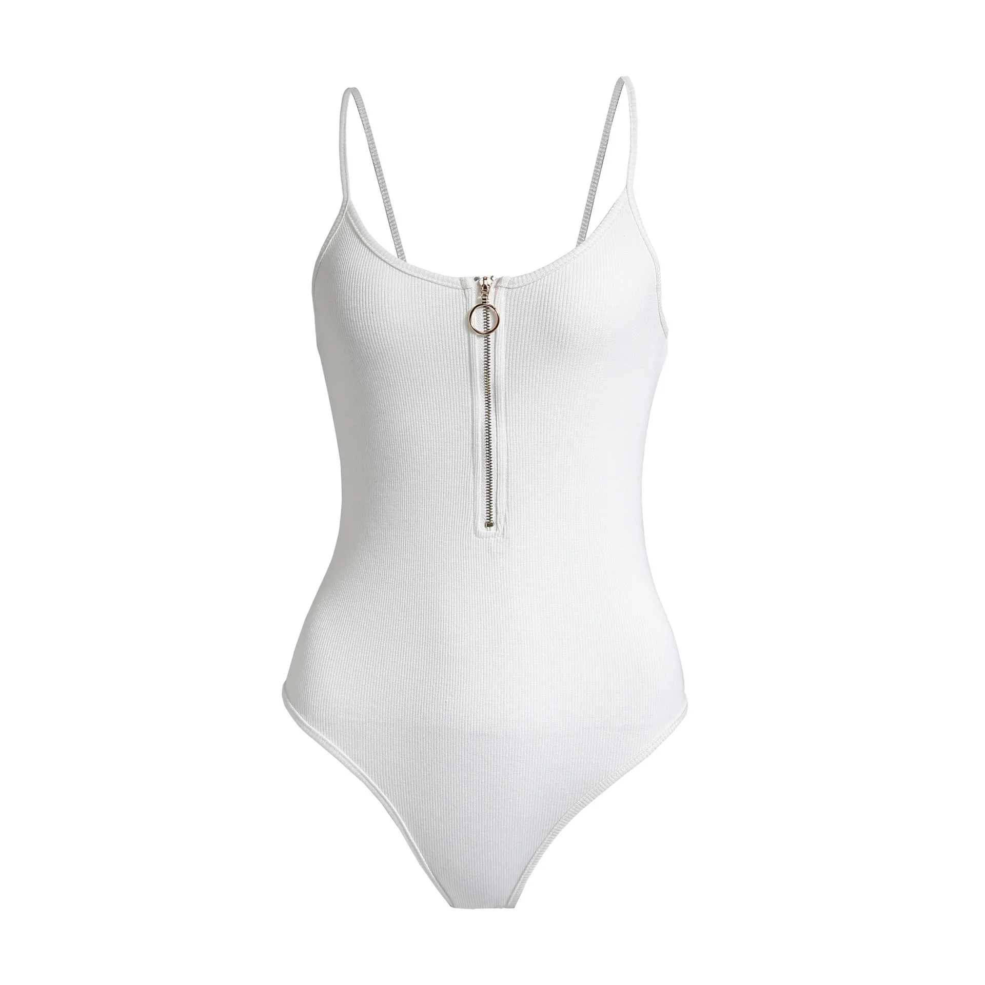 Женский Облегающий комбинезон на молнии однотонный трикотажный эластичный лето