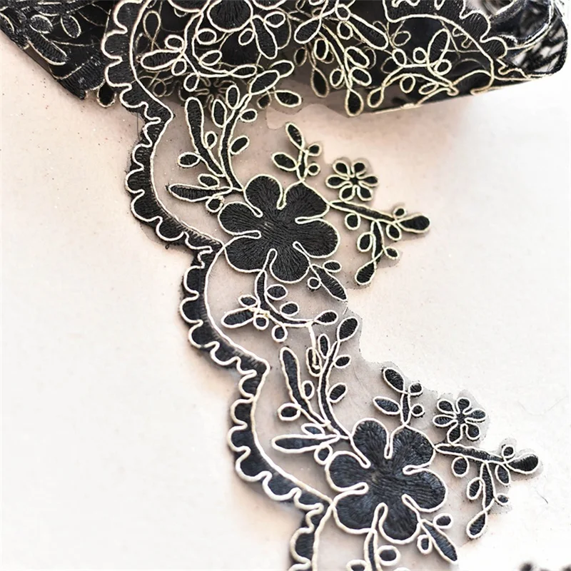 

6Yards / Lot Ivory Embroidered Lace Fabric Refined Luxury With Lace Wedding Dress Accessories Lace Trim