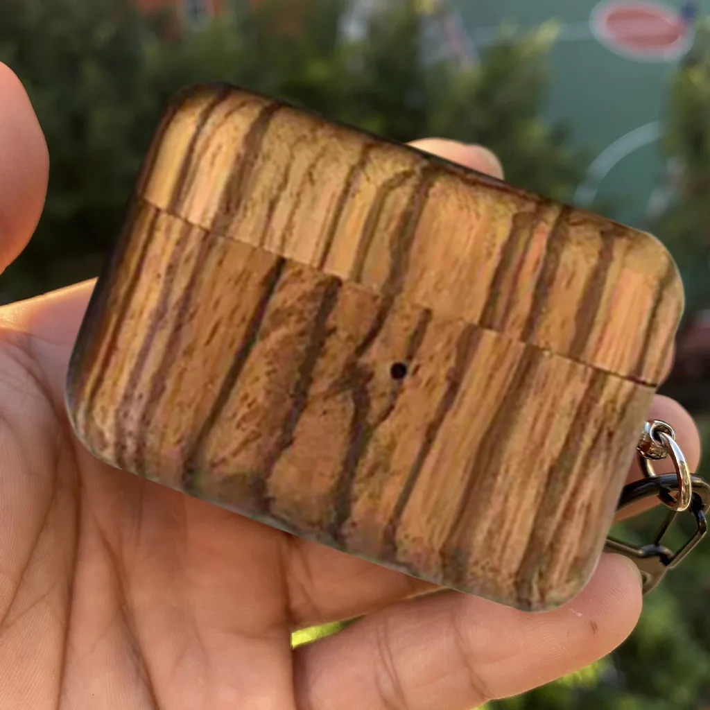 Жесткий Чехол для AirPods Pro защитный чехол ударопрочный из твердой древесины