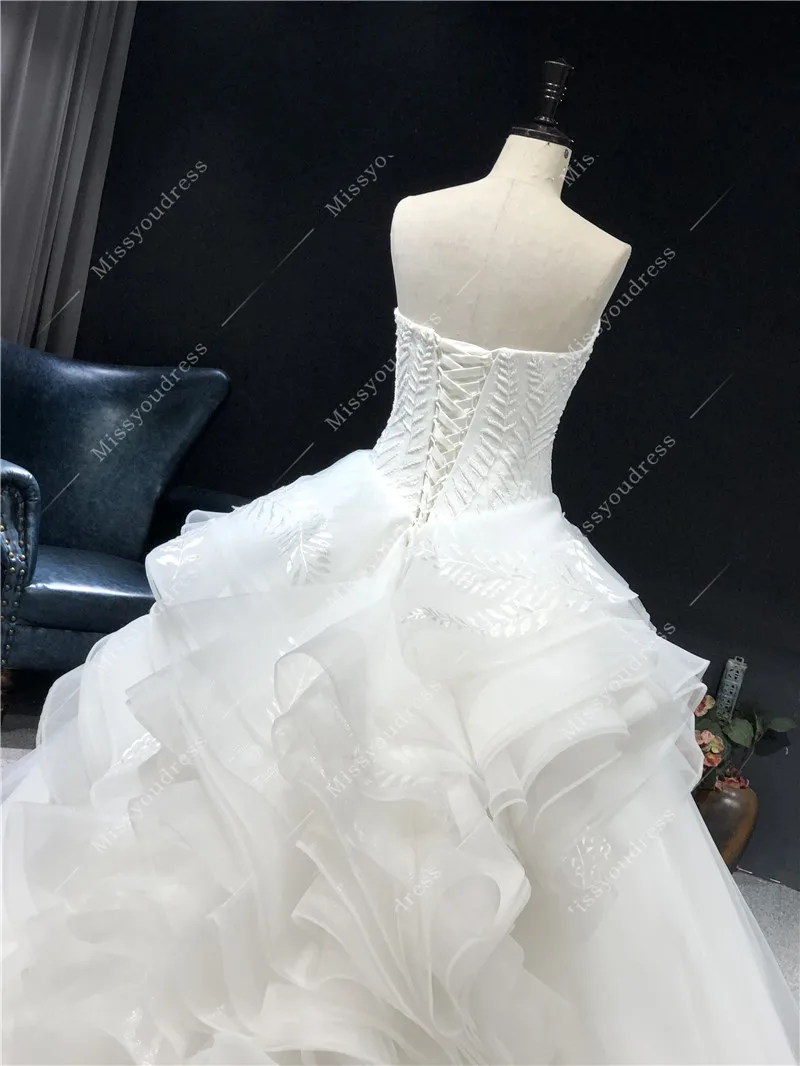 свадебное платье 2021 Newest High Quality Ivory Strapless Embroidery Ball Gown Floor Length with Train Bridal Wedding Dresses