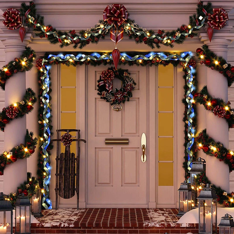 

Silk Ribbon LED Fairy String Lights Copper Wire DIY Bow Lace For Christmas Party Wedding Home Indoor Decoration Light String 4M