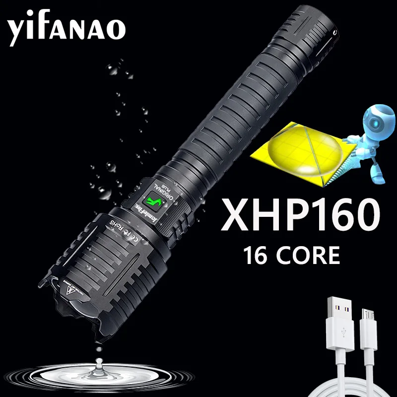 

10000mAH XHP160 16 Core Powerful LED Flashlight 26650 Usb Rechargeable Tactial Flashlight Lantern Zoom Torch Xlamp As Power bank