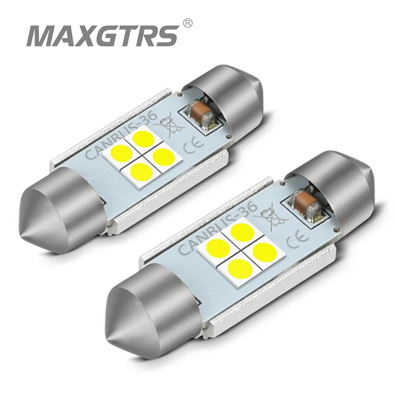 2 шт. светодиодные лампы C5W 4 SMD 3030 28 31 36 39 41 44 мм|car interior light dome|led festoon canbusinterior led lamps |
