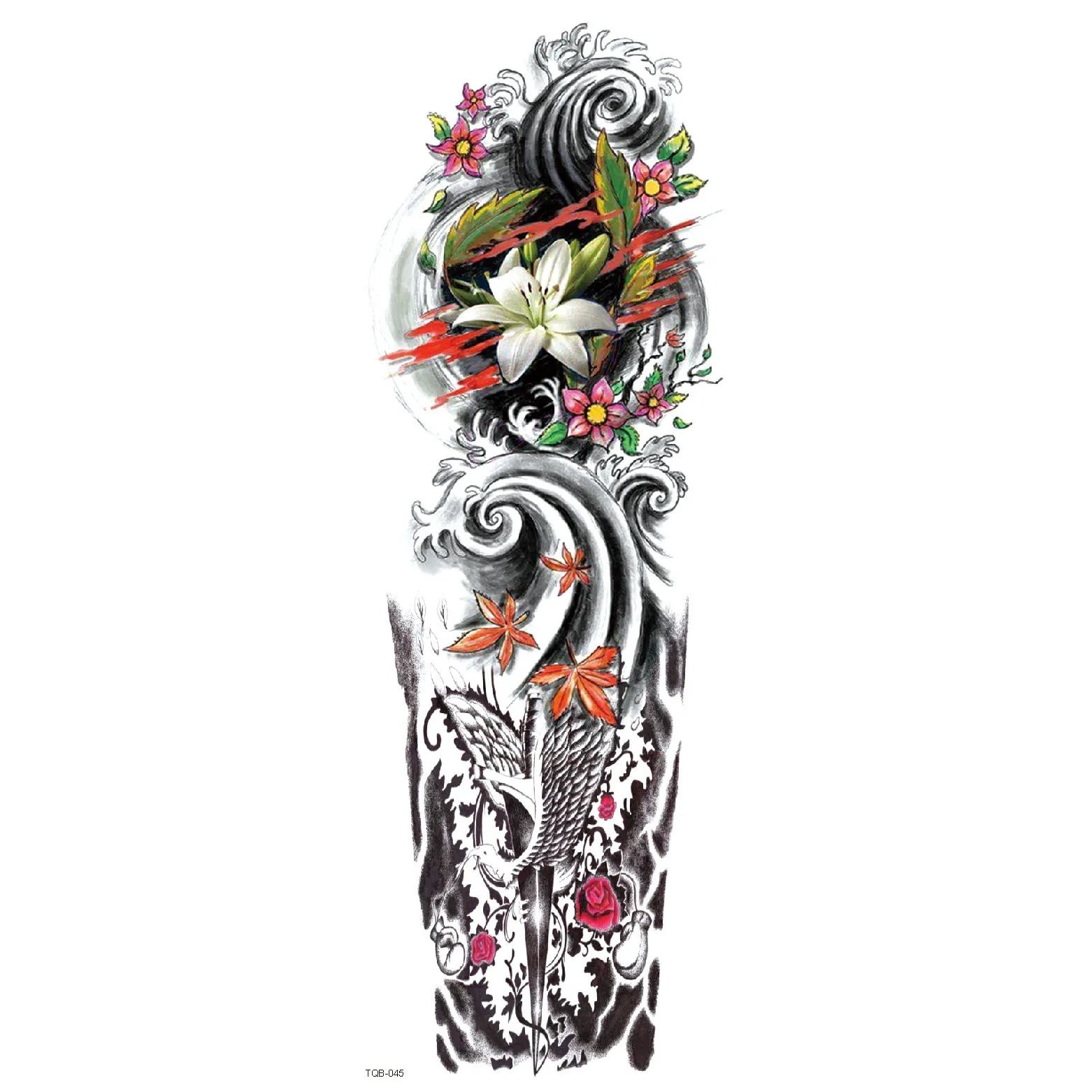 

Large Arm Sleeve Tattoo Tiger Lily Waterproof Temporary Tatoo Sticker Totem Tatto