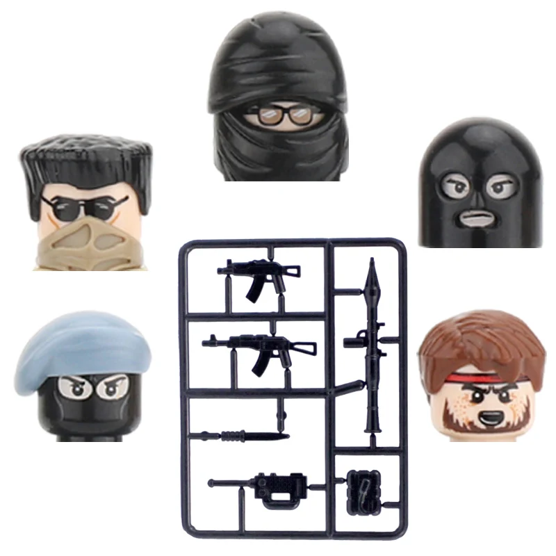 Современные Военные фигурки солдат аксессуары для оружия строительный блок
