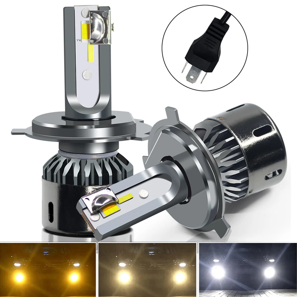 

In-line Decoding Driver LED Headlight Bulbs for Car H4 Bulbs H13/1/H7 Led Lamp H3/H8/H9/H11 9004/5 Tricolor 30/43/6000K Headlamp