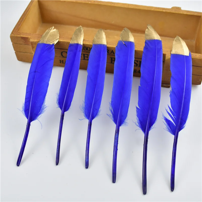 Позолоченные утиные перья гусиные для рукоделия 10-15 см/4-6 дюймов декоративные