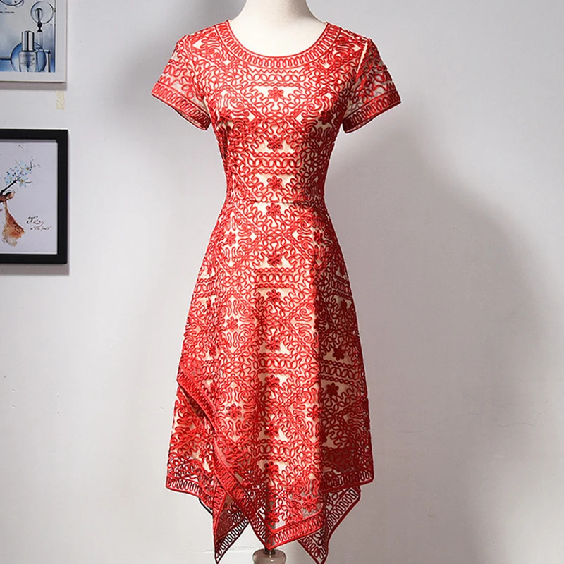 

Plus Size 4XL Women Luxury Embroidery Party Dress Festa Elegant Retro Irregular Annual Evening Robe Femme Wedding Vestido