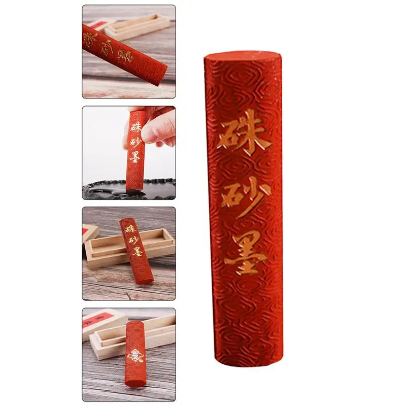 

1pc Chinese Calligraphy Ink Block Handmade Ink Block Red Ink Stick With Box