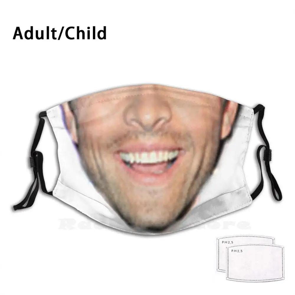 

Misha Collins Smile Mask Print Washable Filter Anti Dust Mouth Mask Misha Collins Supernatural Misha Funny Gish Smile