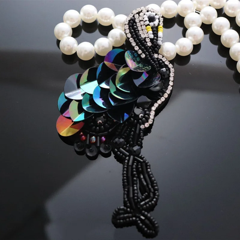 1 шт. хорошего качества Фламинго нашивки со стразами и бисером ручной работы