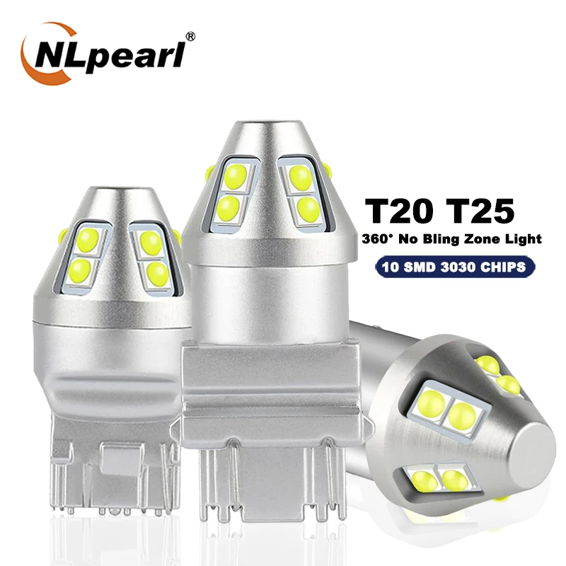 

NLpearl 2x Signal Lamp T25 3156 P27W P27/7W 3157 Led 3030SMD 7443 Led Canbus T20 7440 W21W W21/5W Turn Signal Reverse Brake Lamp