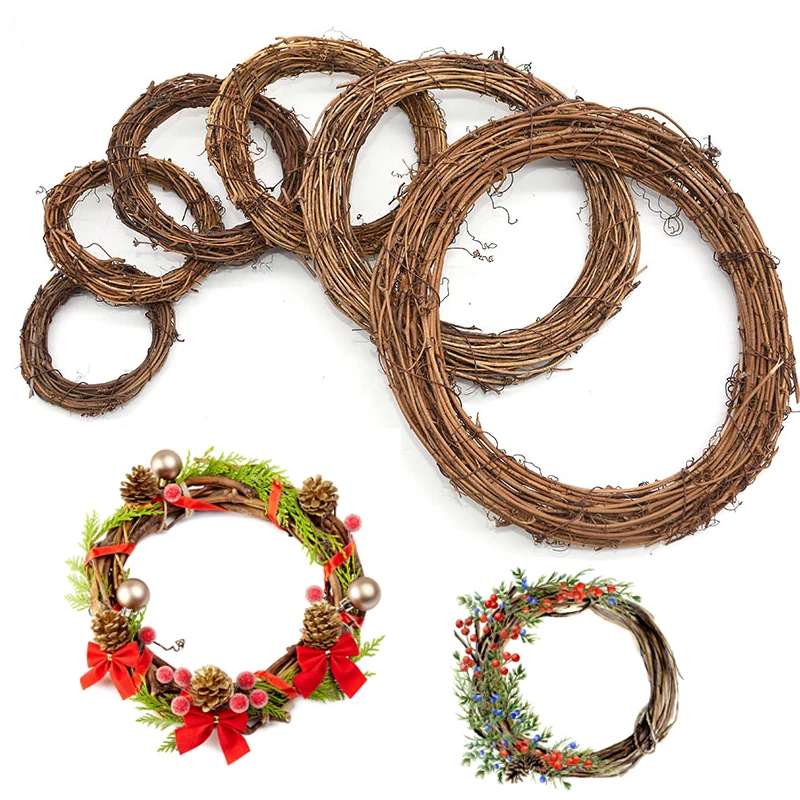 Merry Christms DIY ВЕНОК из натурального ротанга Пасхальный венок гирлянда для нового года свадьбы подвесные украшения для вечеринки принадлежности для детей подарок