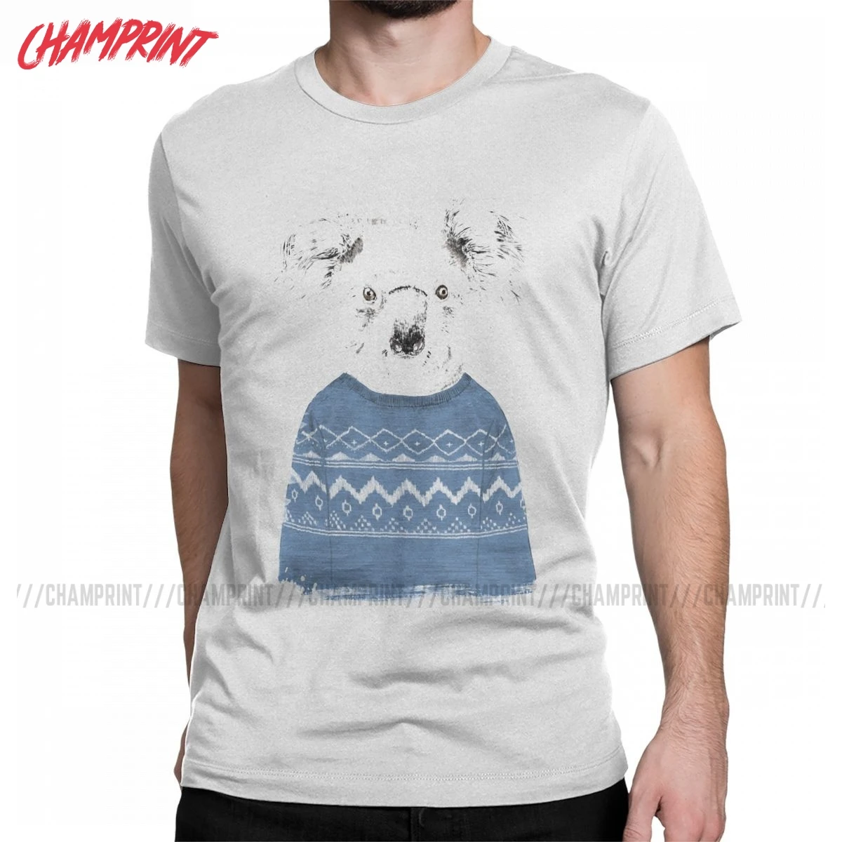 Мужские зимние футболки Koala Забавные из 100% хлопка с коротким рукавом милые