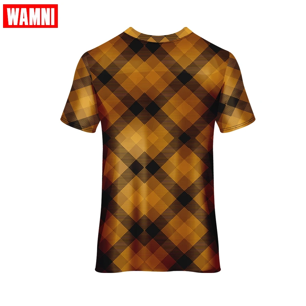 Футболка WAMNI в клетку с коротким рукавом футболка для бега спортивная одежда
