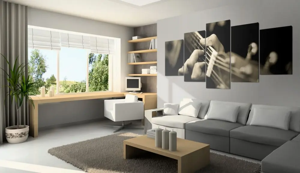 

Classical Guitar Home Wall Decoration Five Piece Set Canvas Printing Drawing Living Room Modern Space Art