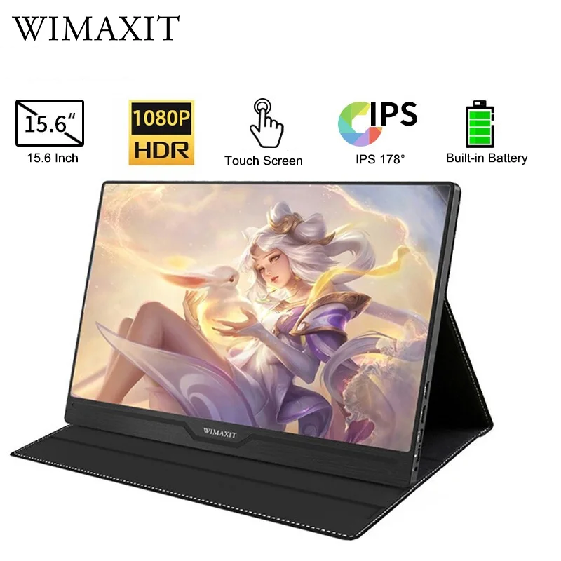 WIMAXIT 15 6 портативный монитор Встроенный аккумулятор USB C HDMI сенсорный экран для