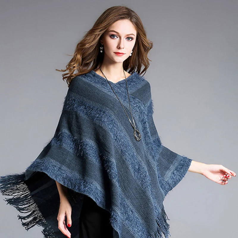 Женский свитер с длинным ворсом асимметричный большого размера бахромой и