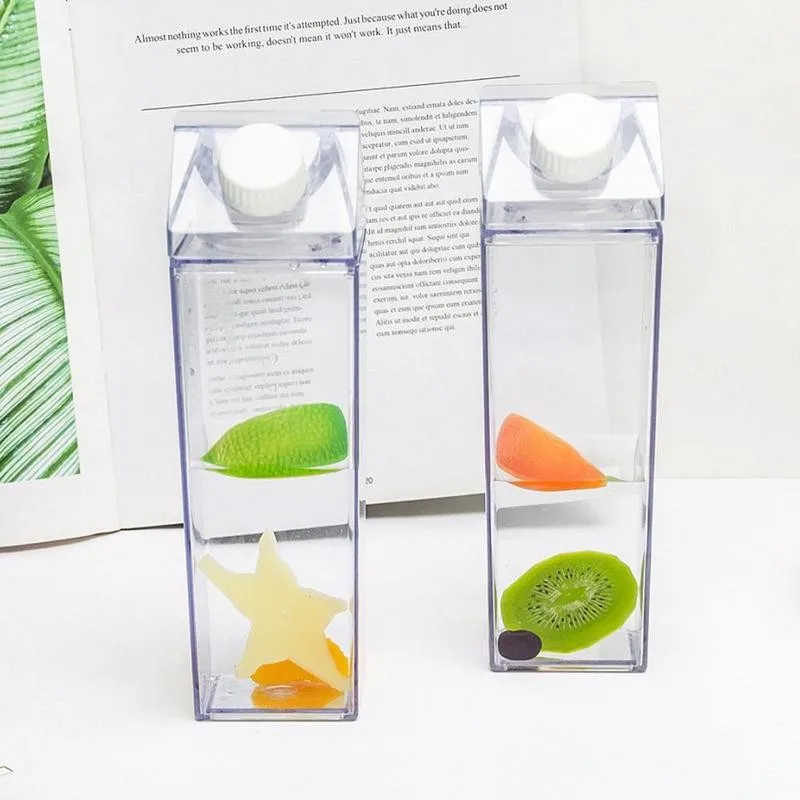 

500ml Transparent Milk Water Bottle Drinkware Shaker Sports Square Milk Water Juice Bottle For Outdoor Climbing Camping Travel