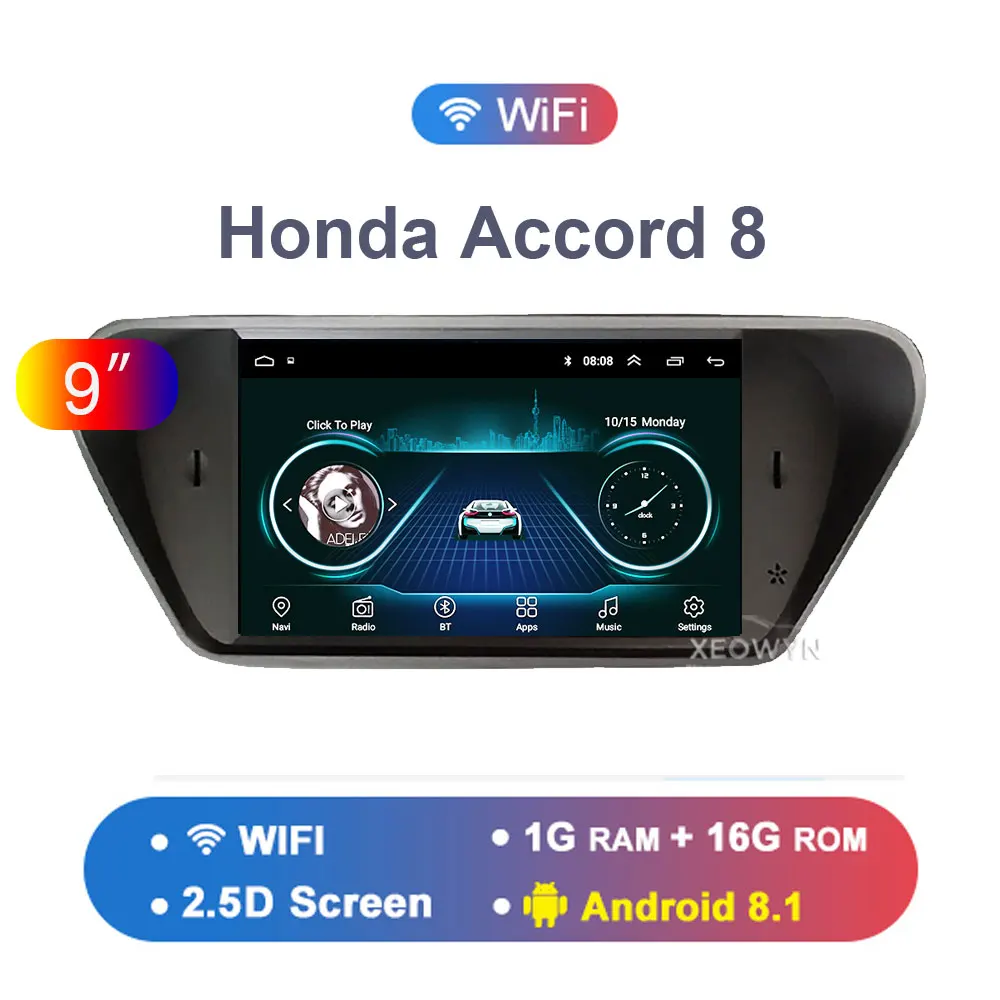 wifi version Android 8,1 ROM32GB четырехъядерный процессор для honda Accord 8 corsstour acura tsx 2008-2013 автомобильный Радио gps навигационный плеер радио мультимедиа - Цвет: wifi version