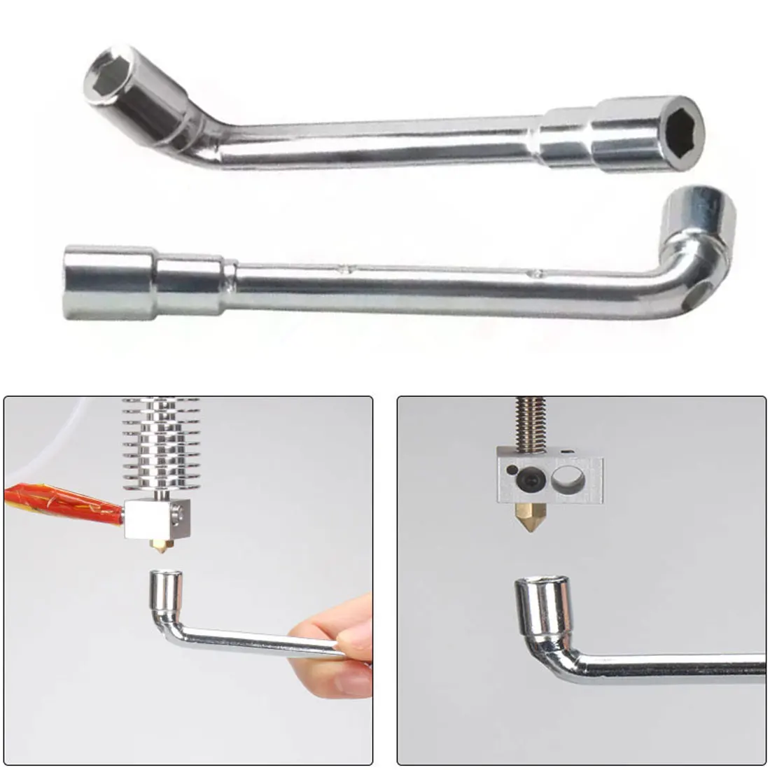 

6mm 7mm Hexagonal wrench L-shaped Screw Nut Wrench Sleeve Maintenance Tool Sleeve Wrench for MK8 Nozzle