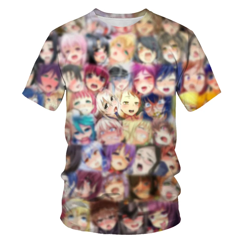

2021 fashion beautiful girl 3D printing pattern round neck men's T-shirt