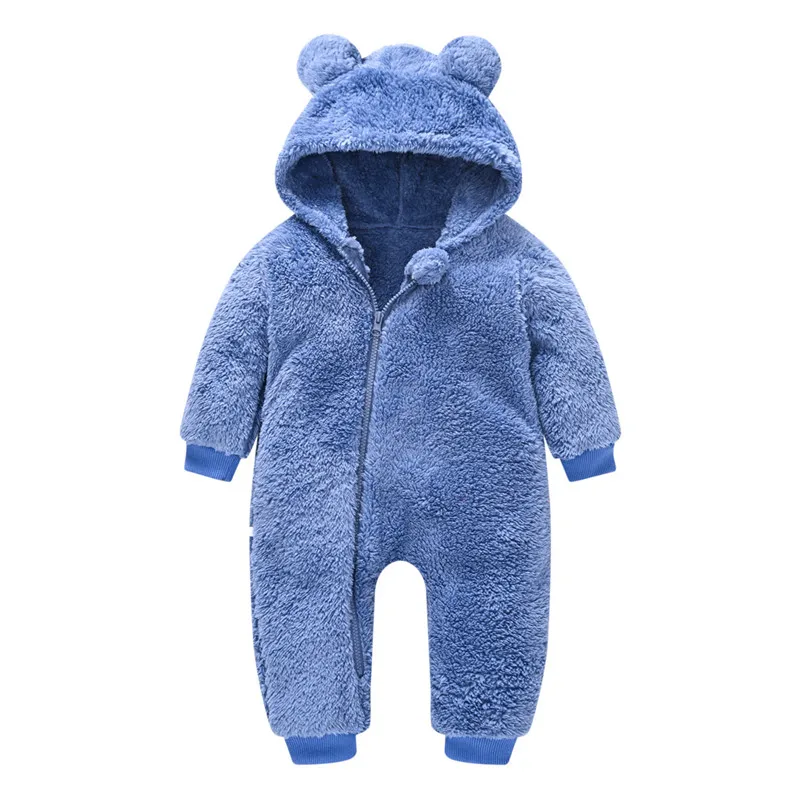 Boys Girls Hooded Jumpsuit Baby Winter Clothes Warm Rompers Soft Flannel Footsuit Kids Climb Footwear Clothes