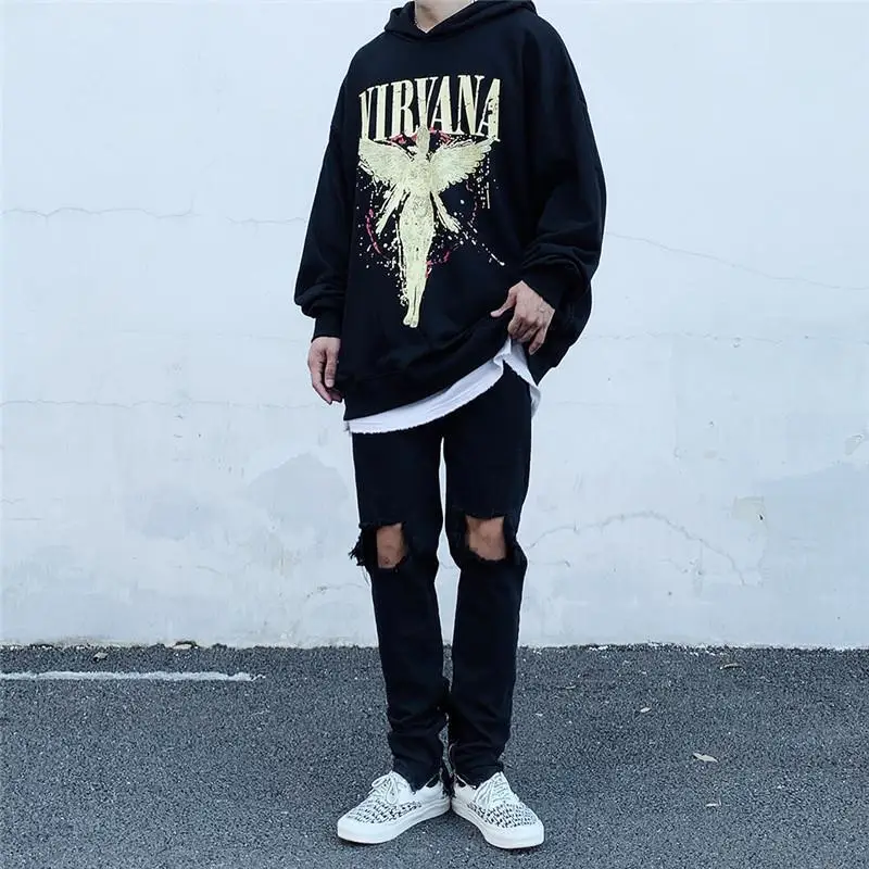 

Black Angel Tops Streetwear Funny Autumn Hoodie Male Harajuku Pullover Sweatshirts Korean Hoody Fashion Oversized Punk Hoodie