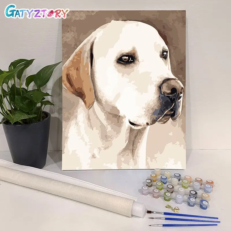 

GATYZTORY 60x75CM Frame Painting By Numbers Sad Dog Number Painting ON Canvas Painting For Wall Art