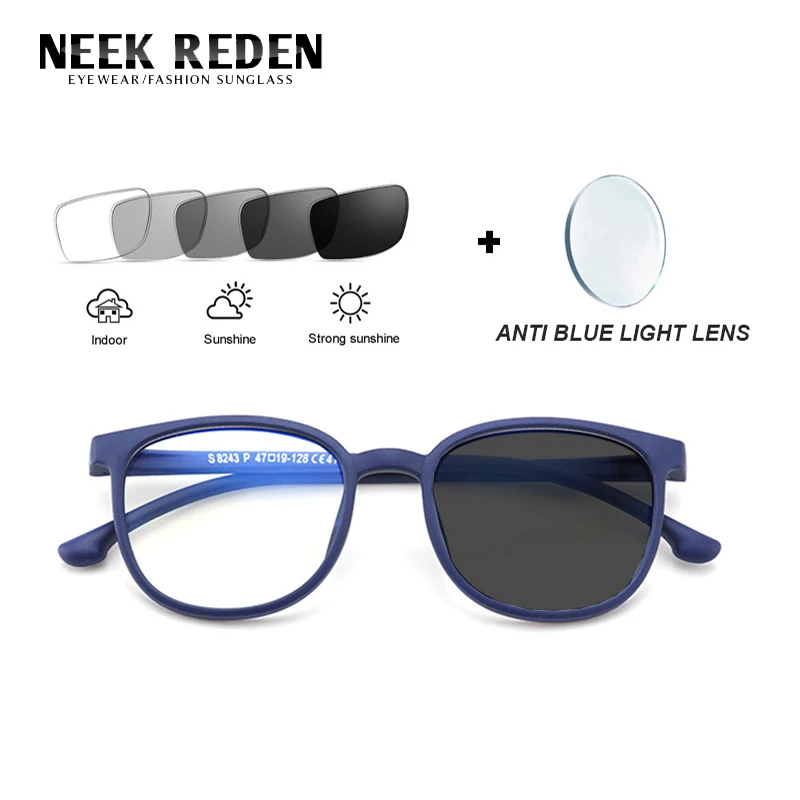 

2021 New Kids Photochromic Glasses Girls Boys Round Optical Eyeglasses Frame Children Baby UV400 Blue Light Computer Eye Glases
