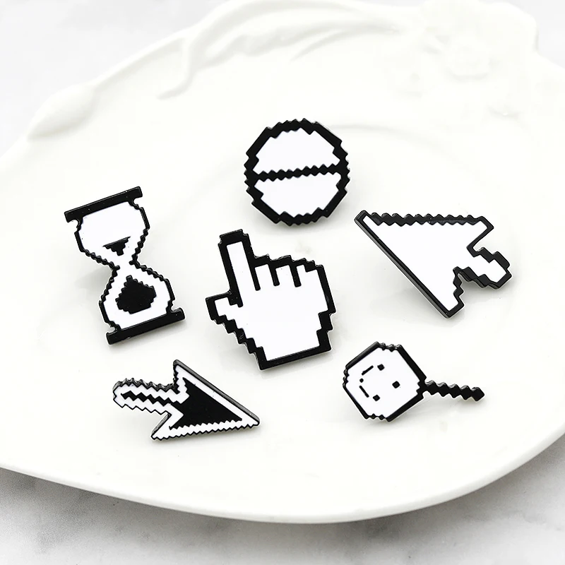 Эмалевые броши классические пиксельные компьютерные Броши с курсором и