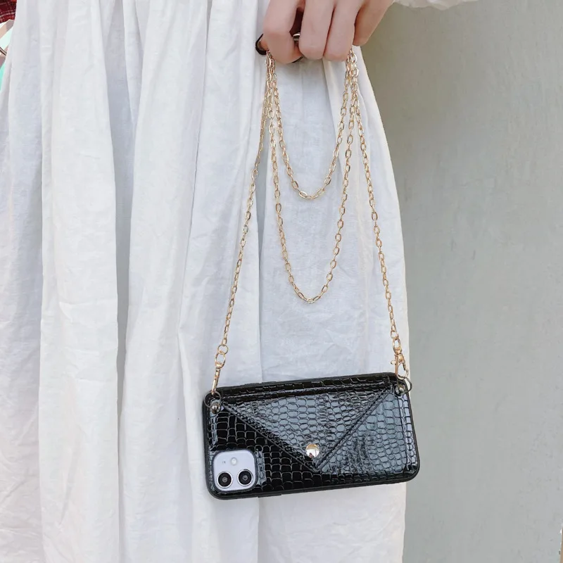 

Crossbody Portable with Metal lanyard Phone Case For IPhone 11 Pro X XR XS Max Snake skin texture Cover For IPhone 6s 7 8 plus