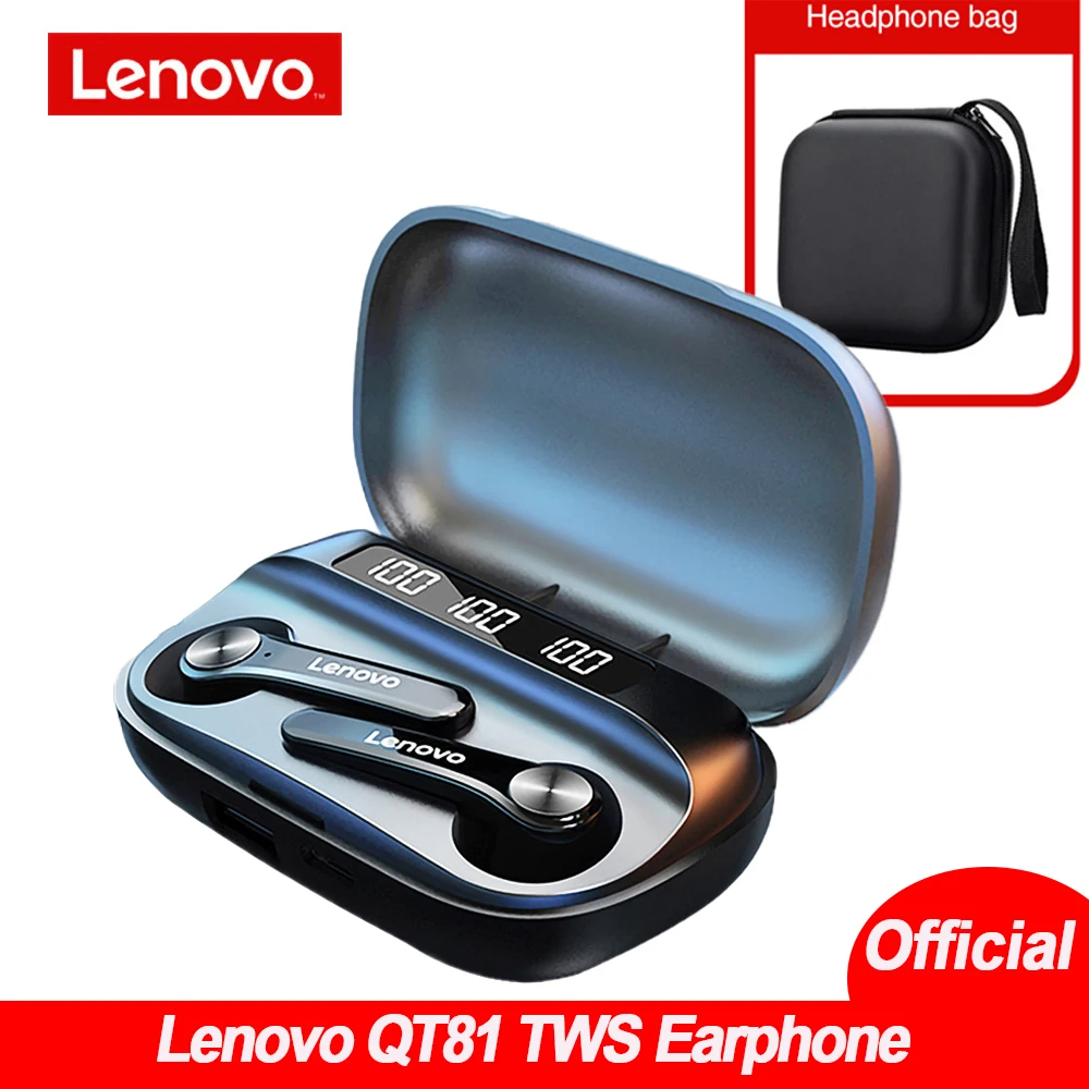 

Оригинальные беспроводные наушники Lenovo QT81 TWS BT 5,0 глубокие басы сенсорное управление IPX4 водонепроницаемое шумоподавление Vs Lenovo LP2