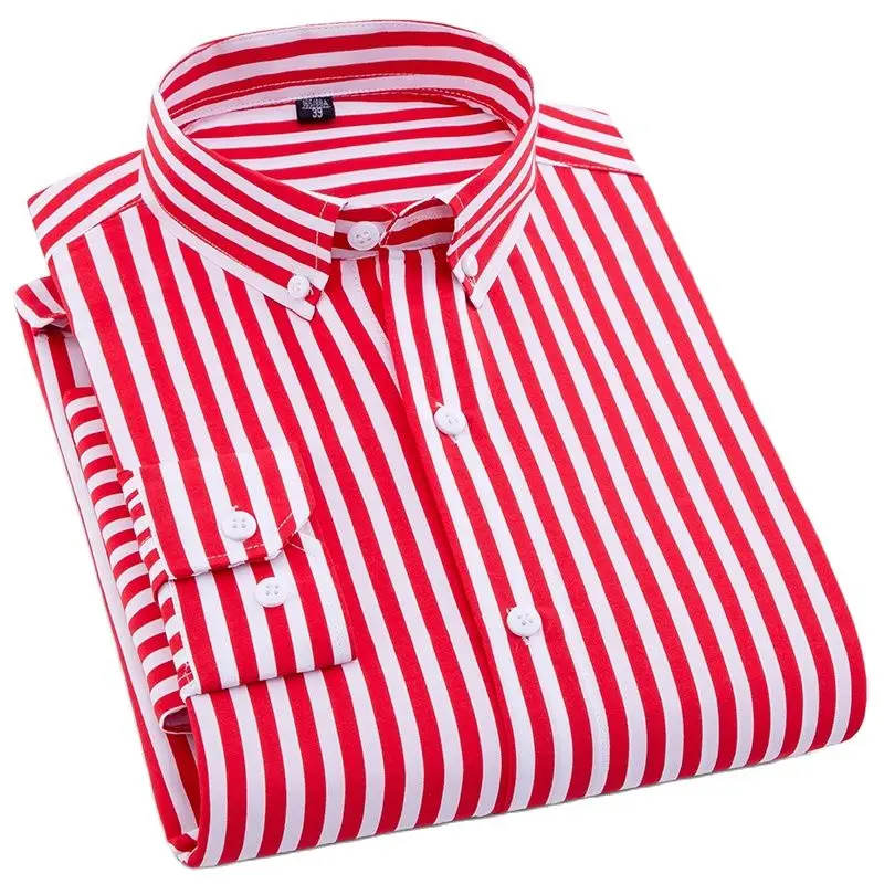 

Men Shirts Long Sleeve Smart Casual Shirts Business Men Shirt Stripes Dress Shirt