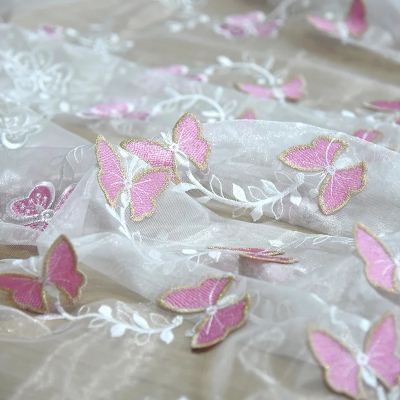 

Embroidery Curtains for Bedroom Water Blue Shade Chevy Curtains for Living Room Stereo Butterfly Pink Girl Curtains Tulle Fresh