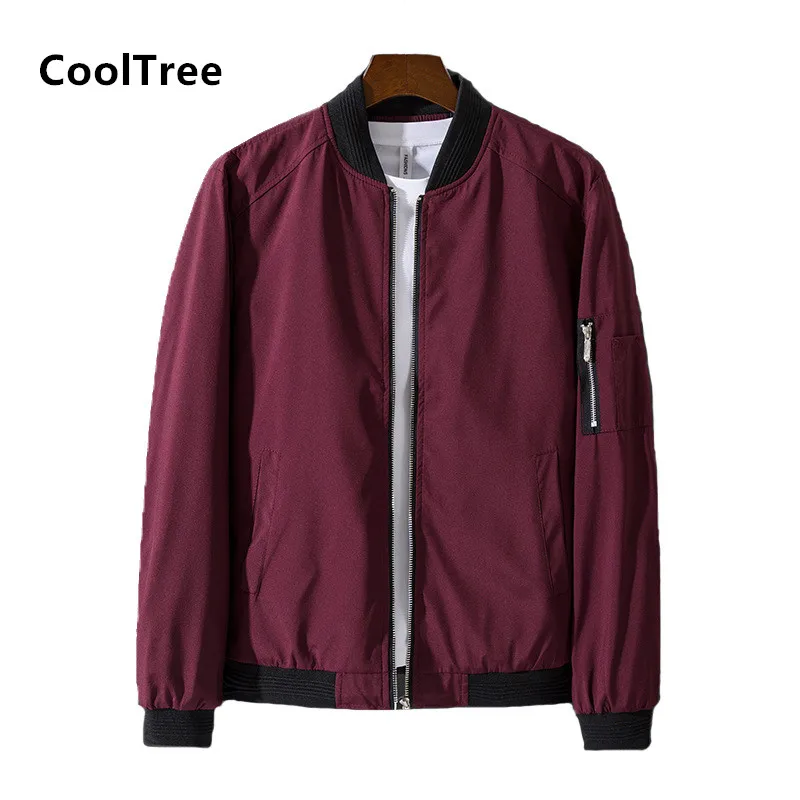 

CoolTree Men Jackets Spring Autumn Casual Thin Baseball Coat Male Solid color Slim Fit Zipper Pilot Bomber Jacket Plus Size 7XL