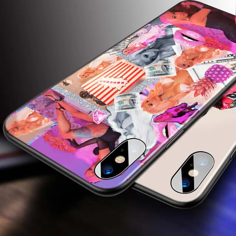 

For iPhone 12 11 Pro Max mini Bright Black Case Rapper hip hop Cardi B for iPhone Max XR X 8 7 6 Plus 5S SE Phone Case