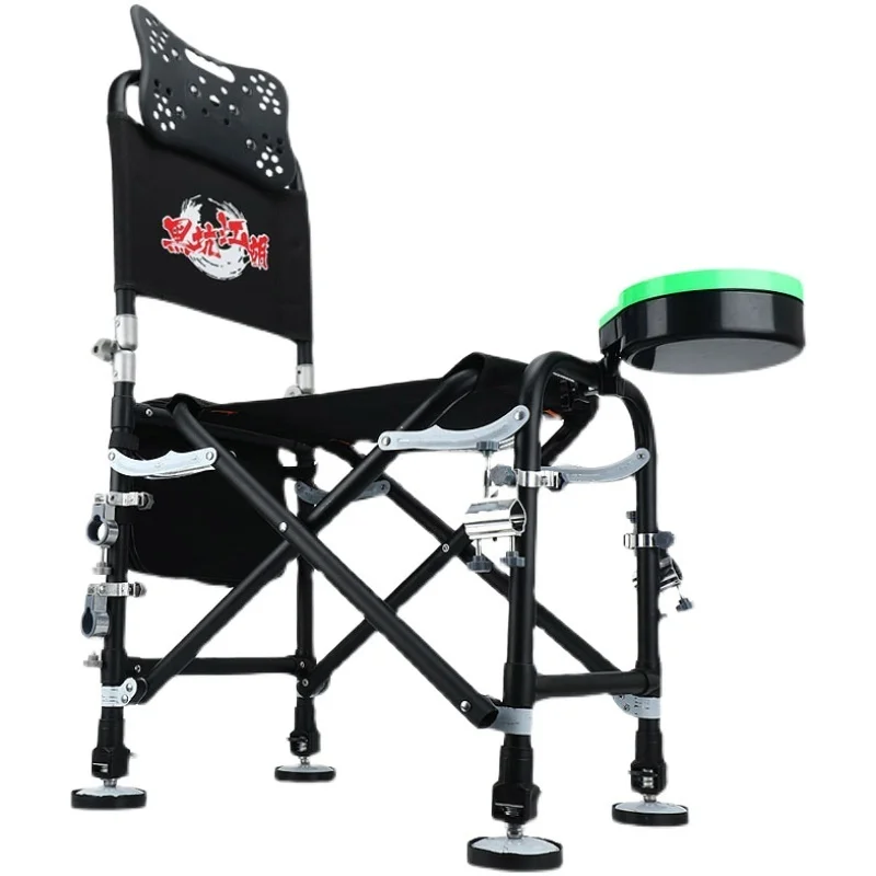 

Reclining foldable portable multifunctional black stepless heightening fishing stool load bearing wear resistant reclining