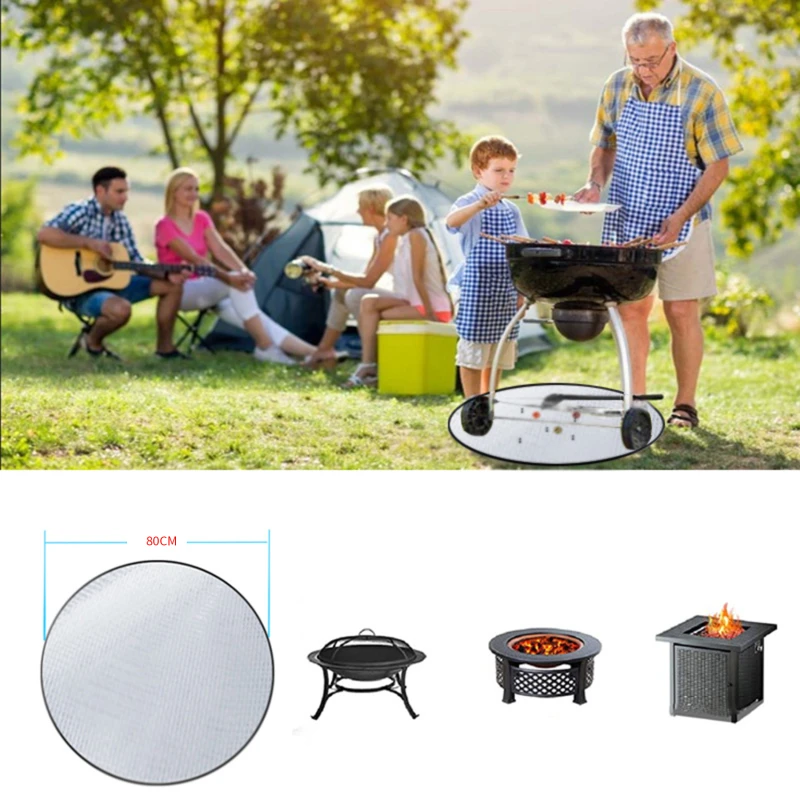 

106cm Barbecue Flame Protective Mat Outdoor Camping Cloth Floor Protection Mat Insulation Cushion Silicone Fireproof Cloth