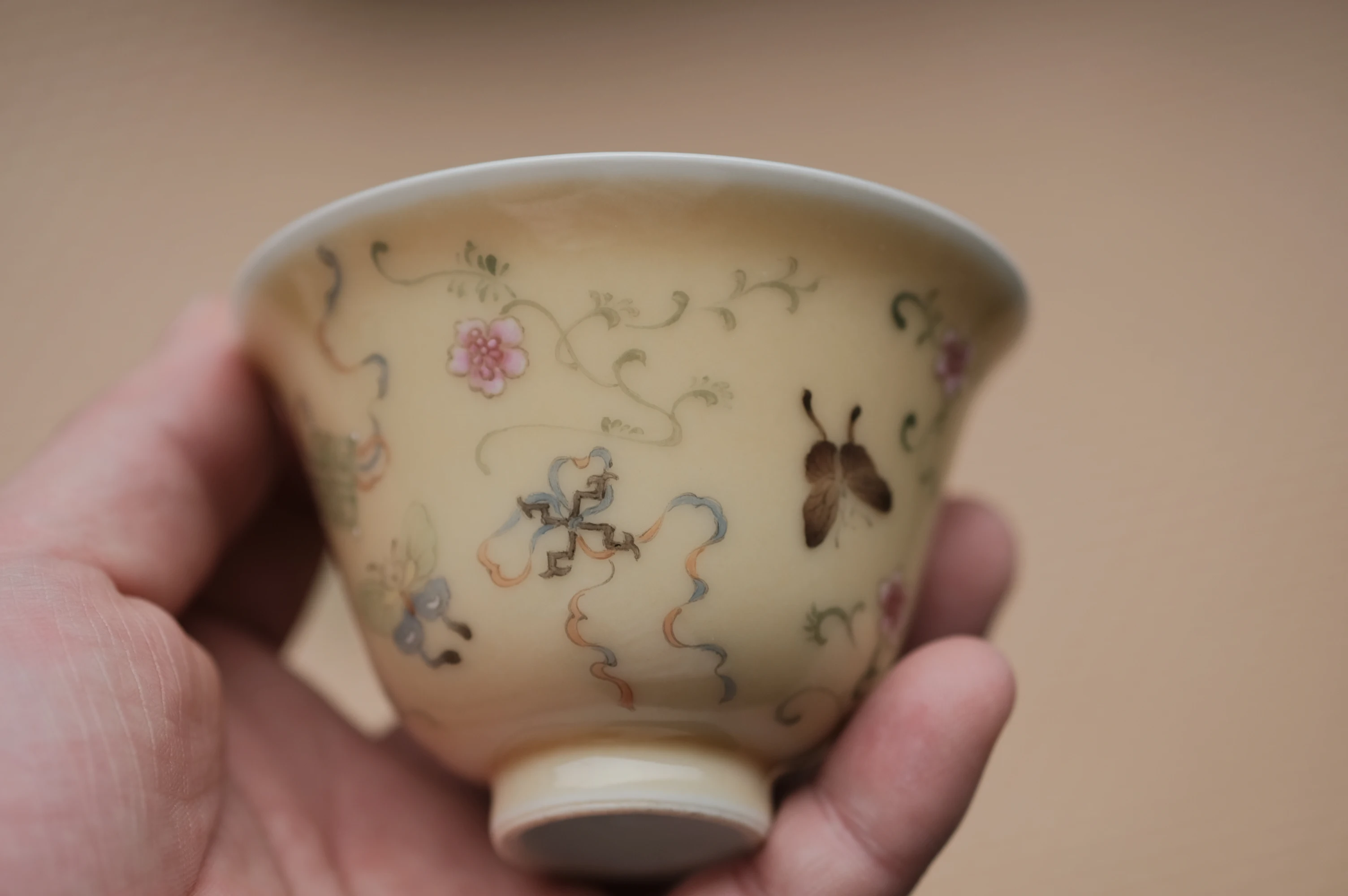 Tueen-juego de t&eacute; de jingdezhen con ramas plegables, tatuaje de mariposa, bobinado manual, restauraci&oacute;n de caminos antiguos de tres cuencos-1