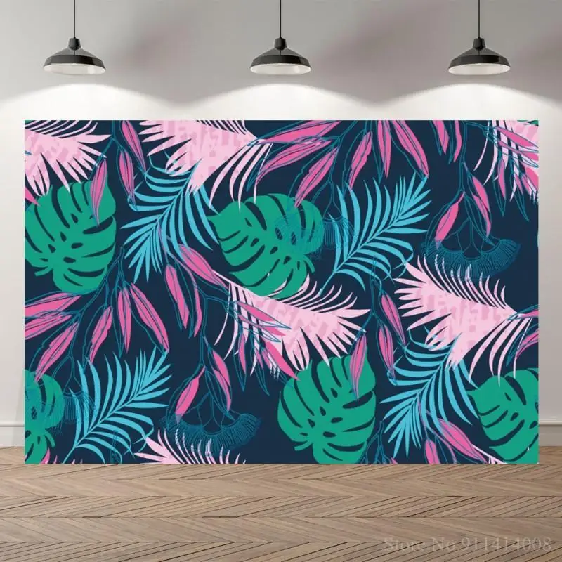 

Summer Tropical Palms Tree Green Leaves Photography Backdrop Baby Birthday Portrait Jungle Scene Background Photo Studio