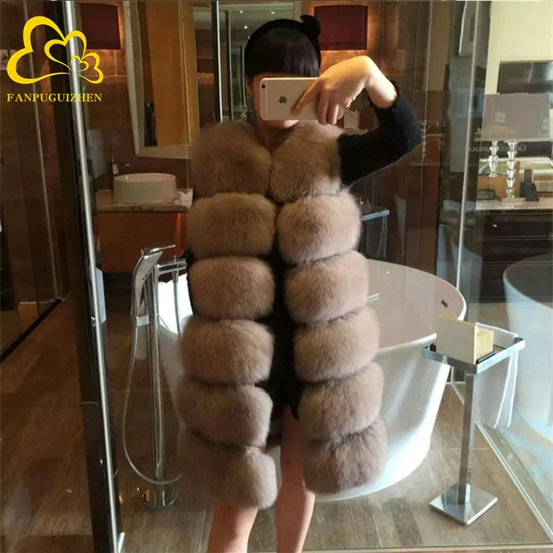 

Модный жилет средней длины из искусственного лисьего меха, зимний женский роскошный жилет из искусственного меха, пушистая тонкая женская ...