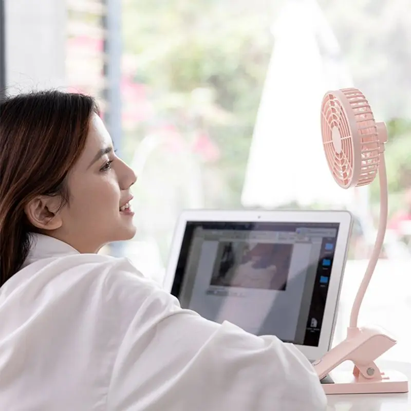 

Mini Desk Clip Fan Portable 3 Speed Settings USB Charging Flexible Air Cooler